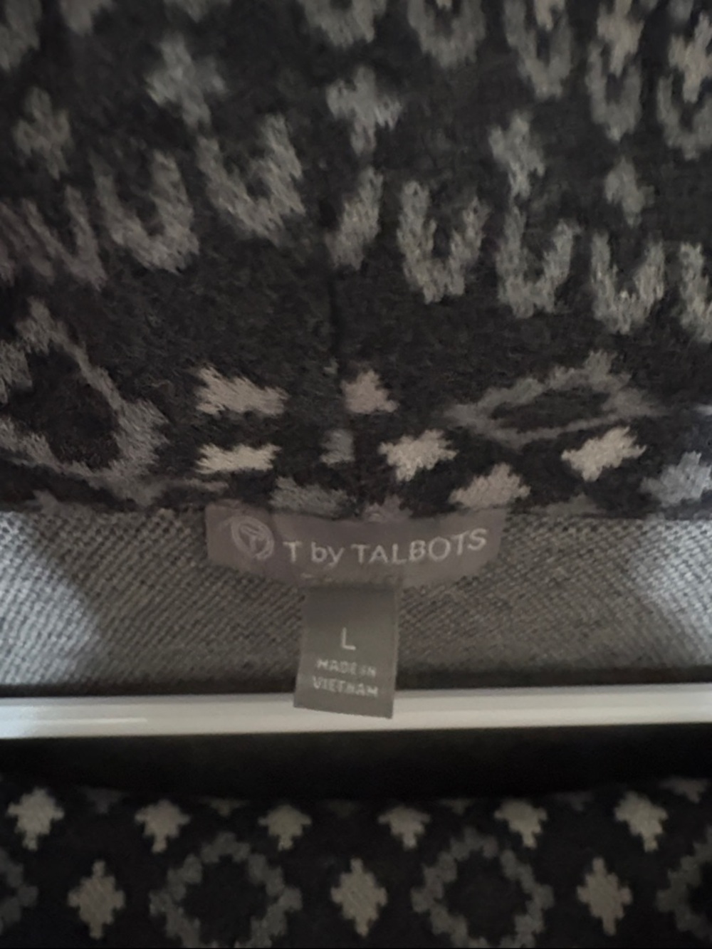T by Talbots Cozy Nordic Pattern Cowl Neck Sweater - Black & Cream - Picture 4 of 9